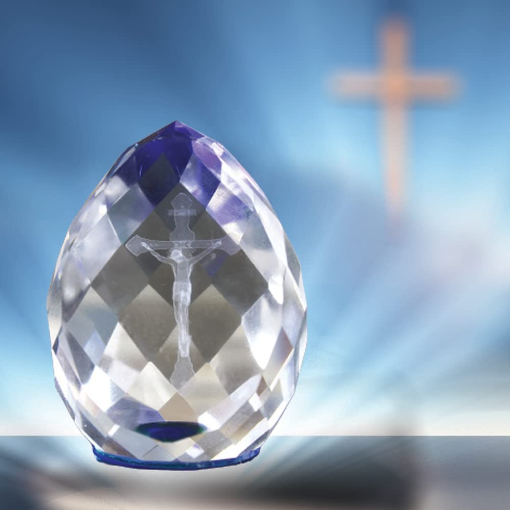 Christmas Decoration Gifts 3D Cross Crystal Cube Diamond Shape - Size 3" Inch