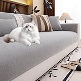 Generico Copridivano Con Supporto Antiscivolo,Copridivano Cuscini Separati,Soft Sofa Seat Cover Lavabili 2, 3, 4 5 Posti Telo Divano Antigraffio Gatto(Grey,90x120cm)