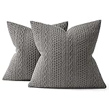 MIULEE Decorative Throw Pillow Covers Set of 2 Super Soft Modern Stretchy Embossed Patterned Cushion Covers for Farmhouse Couch Sofa Livingroom Bed,Dark Grey 20x20 inch