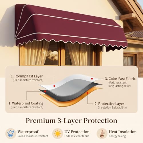 Auvent de fenêtre extérieur durable en polyester haute résistance pour cour - 4