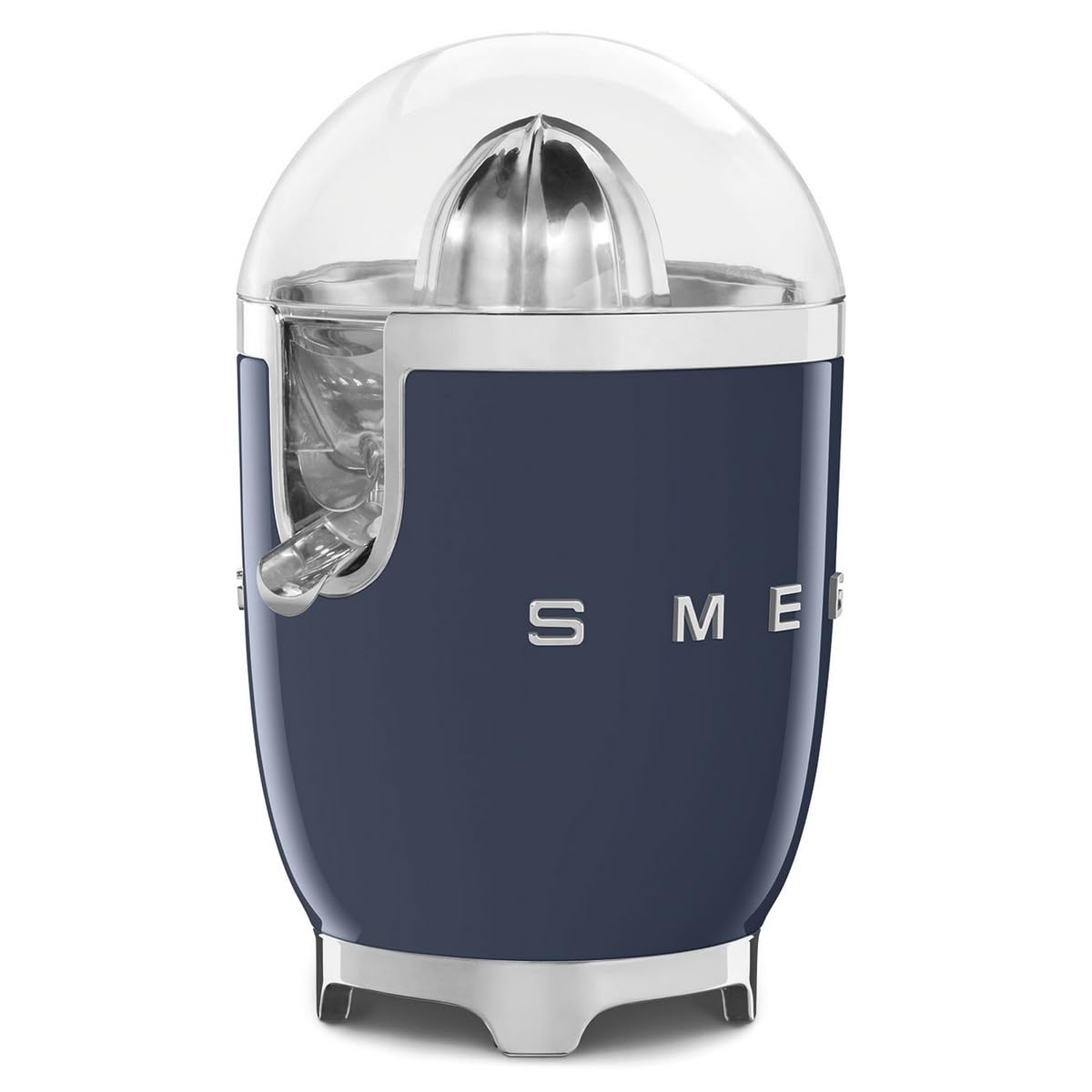 Smeg, Presse Agrumes Électrique CJF11NBEU, Mise en Marche Automatique à Pression, Bec Anti-goutte et Cône Universel, Base Antidérapante, Range Cordon Intégré, 70W, Blue Navy