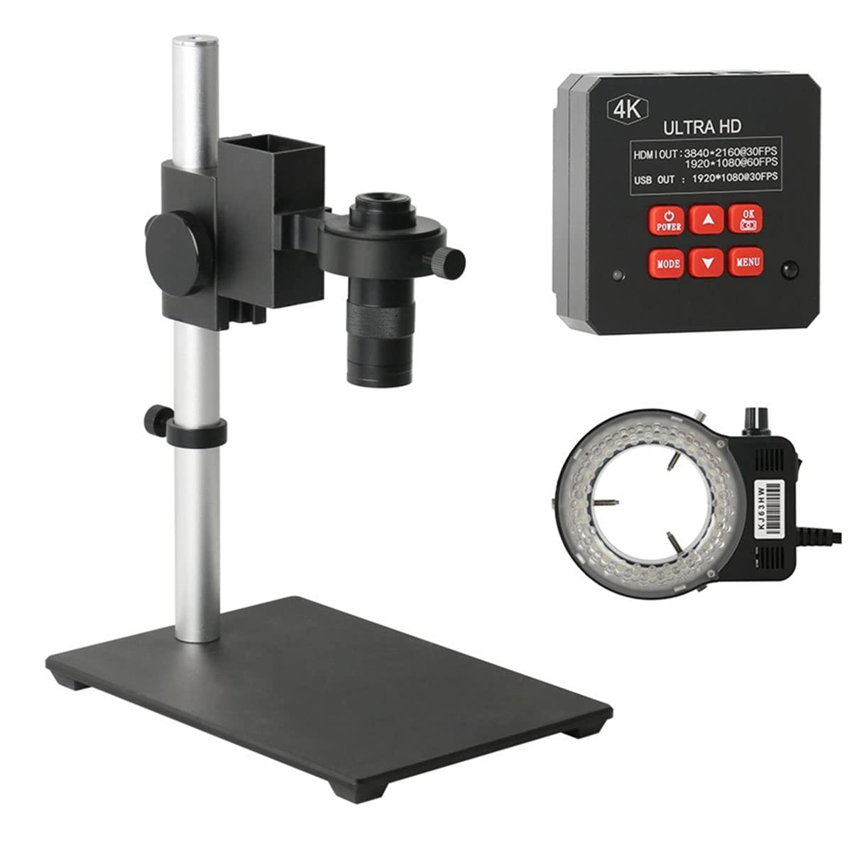 Microscope 38MP 4K Digital Microscope Camera, Continus Zoom 100X 130X 180X 300X 500X C Mount Lens(A)