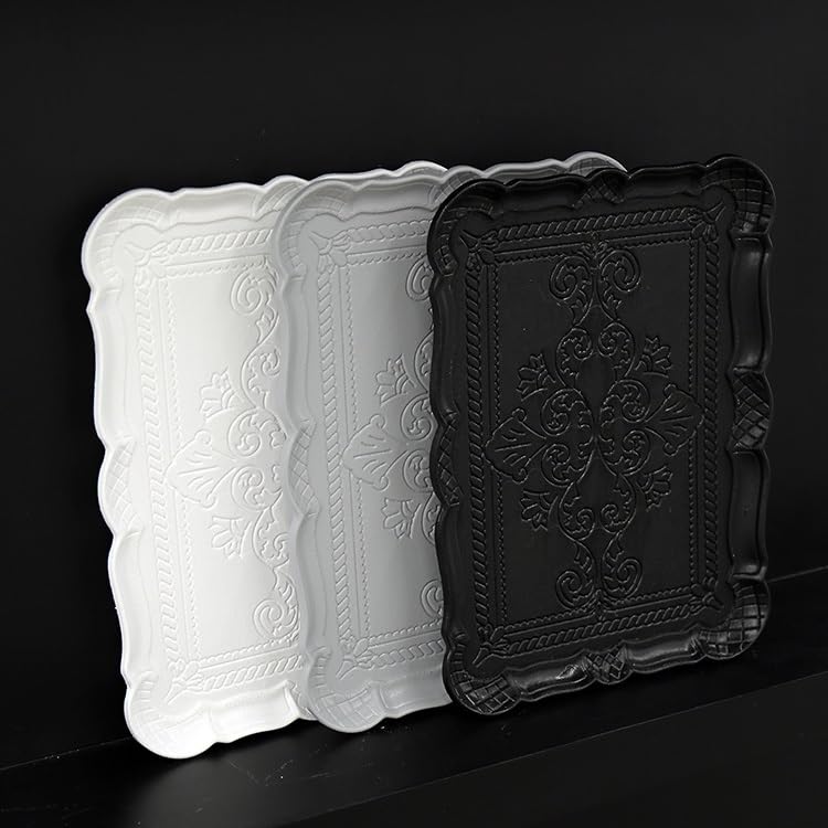 Bandejas Servir Comida Bandeja de Madera Gris Blanco y Negro, Bandeja Almacenamiento Llave Retro, Comedor con impresión tótem, Escritorio Mesa Cama