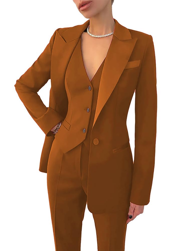 Business Women Suit Set 3 Pieces Notch Lapel Single Breasted Vest for Office Work Lady Suits Blazer Vest