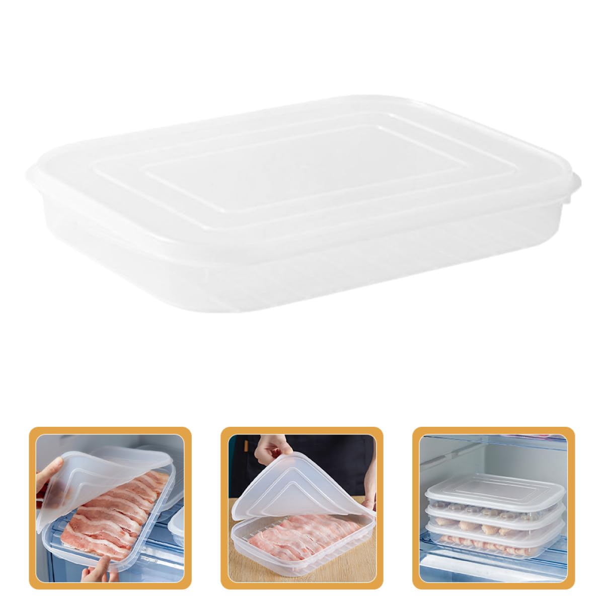 Veemoon 4 Stück Pack Frischhaltedosen für Kühlschrank Große Transparente Aufbewahrungsboxen mit Weichem Deckel Bpa Frei für Fleisch Meeresfrüchte und Gefrierfach