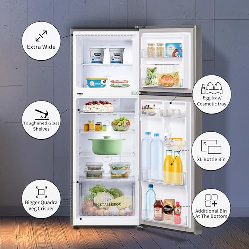 Image of SHARP 265 L Frost Free Double Door 2 Star Refrigerator |Japan 7 Shield Protection|Hi-Tech Inverter | (Silver Hairline, SJ-FF305V2-PSH)
