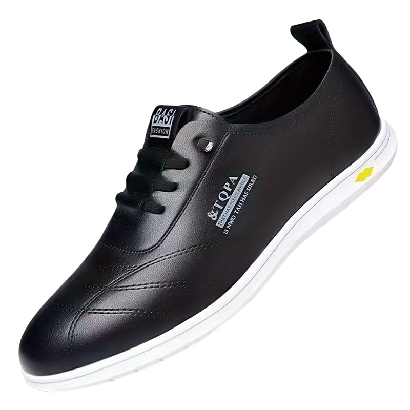 Men's Lace-Up Casual Sports Shoes - Rubber Sole Design for Daily Work & Leisure Activities