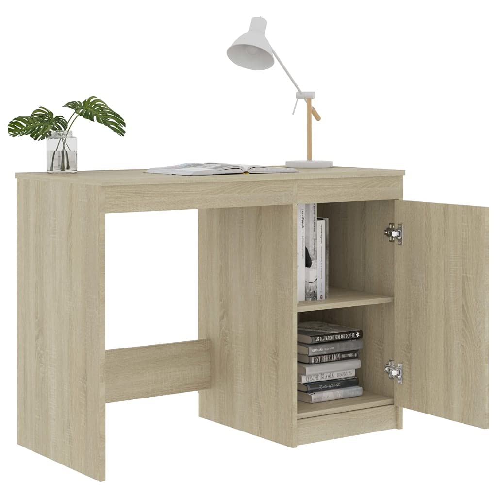 Scrivania in rovere Sonoma, 100 x 50 x 76 cm, per computer, ufficio, PC, lavoro, laptop, gaming, segretaria, cassetto, scaffale, tastiera, altezza dello spazio di archiviazione, per monitor