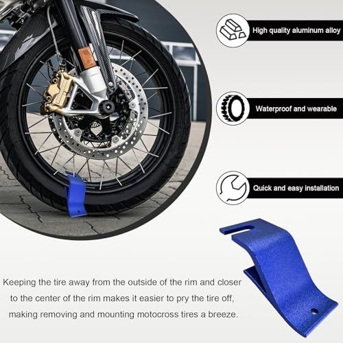 Image of KVAEY Motorcycle Tire Bead Installation Holder Hook, Off-Road Tire Removal Install Assistance Tool, Universal Wheel Tire Changing Tool for Dirt Bike, Motorcycle Accessories (Blue)