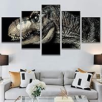 SIGNWIN 5 Panel Canvas Wall Art Modern Art Animals Dramatic Farmhouse/Country Lion Multicolor Photography Tiger for Home Decorations Ready to Hang - 60