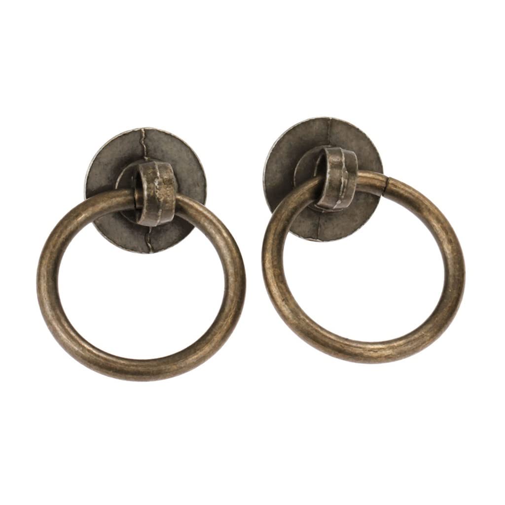 Boutons poignée antique bronze pour rénover un meuble ancien lot de 2 poignées anneaux de placard