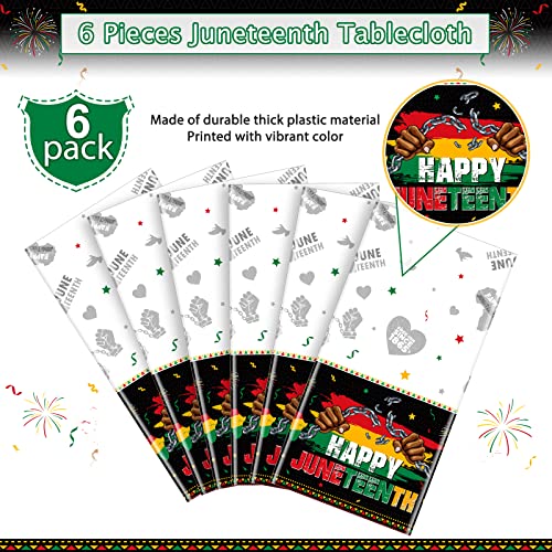 6Pcs Happy Juneteenth Decoration,Plastic Juneteenth Tablecloths June 19Th Independence Day Holiday Rectangle Table Cover For African Afro American Freedom Patriotic Day Party Supplies,54X108 Inch #TOP3
