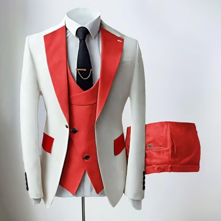 3 Piece Men Double Breasted Suits for Wedding Slim Fit Tuxedos One Button Blazer Peak Lapel Jacket Vest Pant2