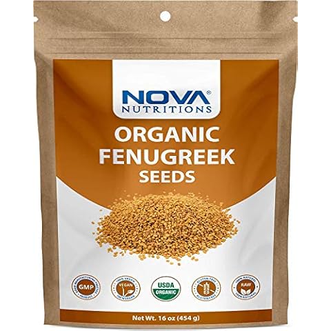2 Pack Nova Nutritions Certified Organic Fenugreek Seed (Whole) 16 OZ (454 gm) - Methi Seed Cover