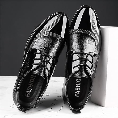 Men's High Gloss Oxford Lace Up Casual Loafers Business Trendy Patent Leather Dress Shoes3