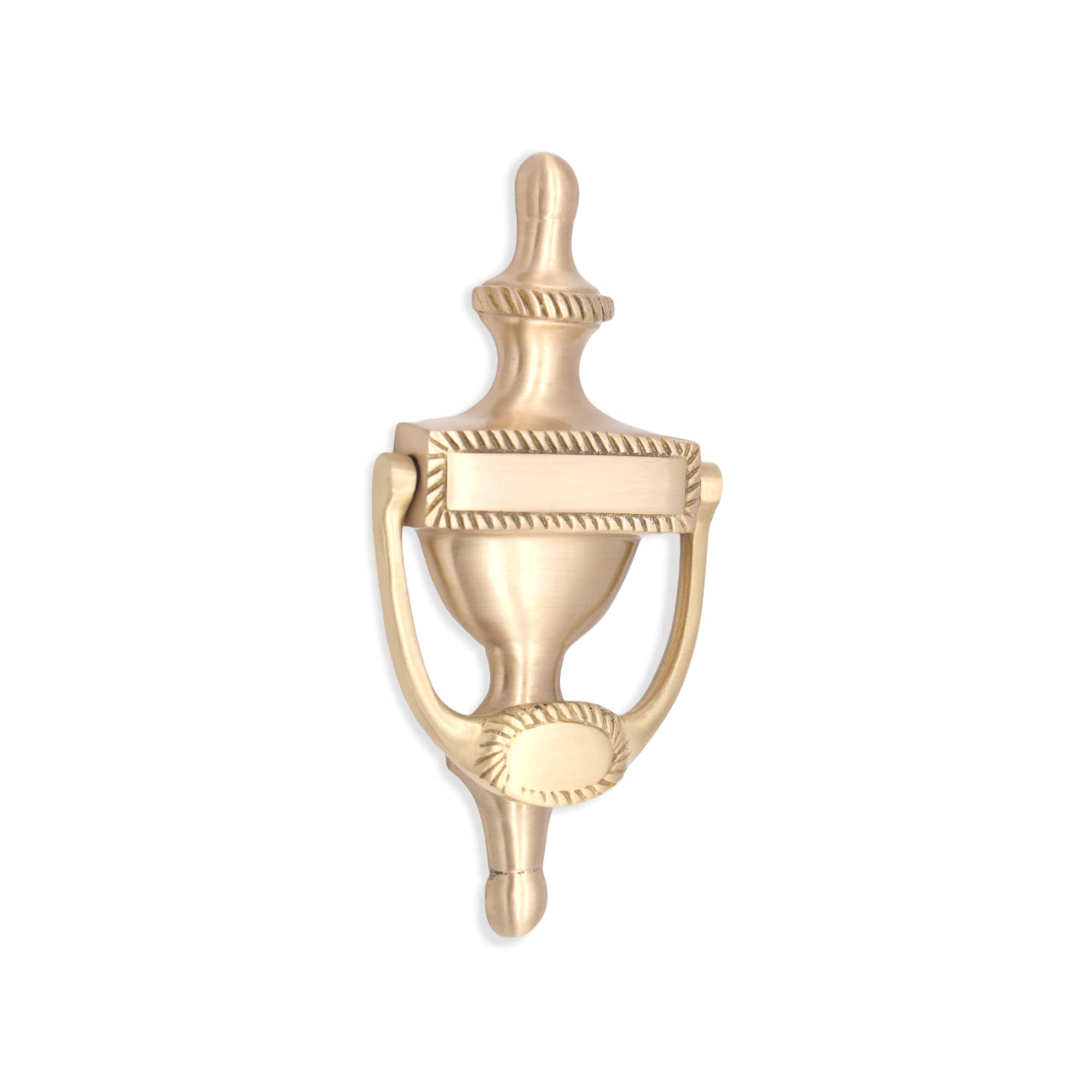 Infinity Decor Aldaba de puerta estilo georgiano de latón macizo de 150 mm en acabado de latón satinado, Aldaba de mano de alta calidad para muebles de puerta delantera de entrada