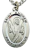 Westmon Works St Andrew Solid Pewter One Inch Saint Medal with Stainless Steel Chain & Gift Box