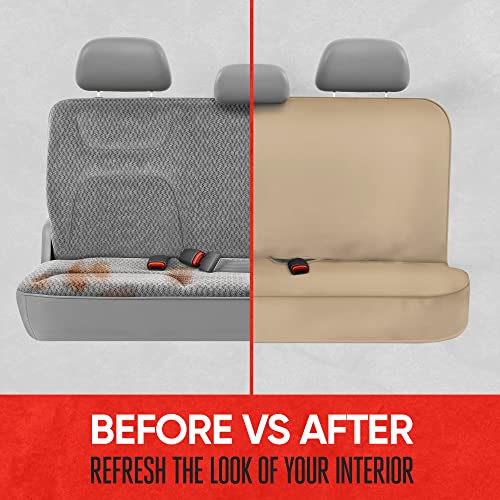 Image of Motor Trend AquaShield Waterproof Rear Bench Seat Covers for Cars, SUV, & Trucks Rear Seat Cover Only - Beige Car Seats Cover for Back Bench - Durable Neoprene Spill Resistant for Kids & Dogs