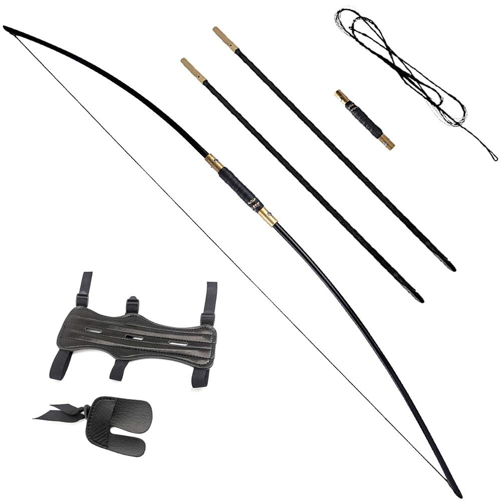Tir à l'arc Traditionnel Arc Classique 25-40lbs à la Main en Bois Longbow Takedown Mongolian Horsebow Chasse Arc pour Adulte