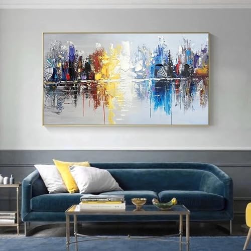 Graffiti abstrait peinture sur toile grand format pour réveiller un mur blanc de salon - 2