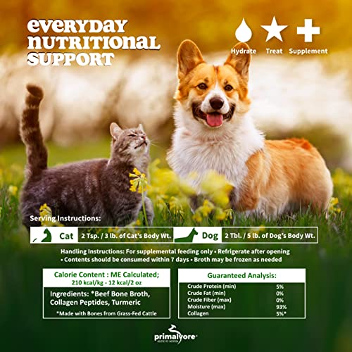 Primalvore Free-Range Bone Broth For Dogs &Cats, Mobility Formula W/Collagen Peptides To Help Support Hip & Joints, Digestion, Skin & Coat And Hydration, Human Grade, Mix 2 Pack Chicken And Beef #TOP3