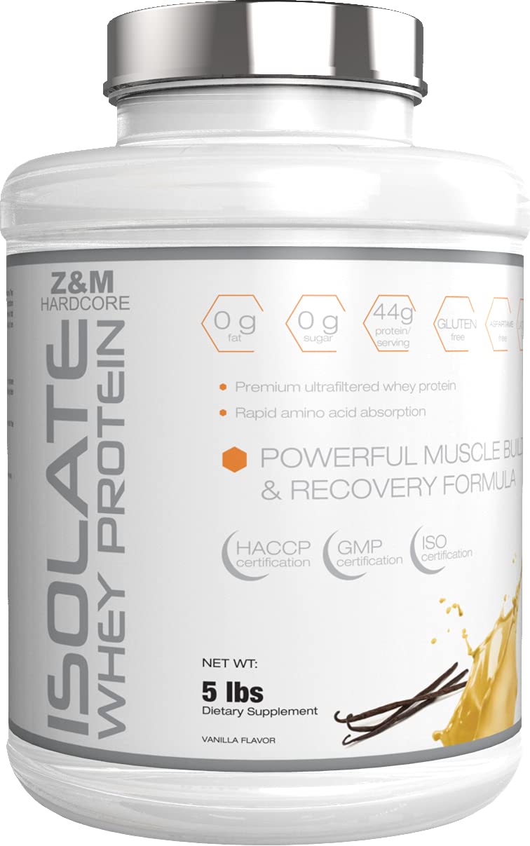 Z&m Hardcore Isolate Whey Protein Vanilla, 5 Lbs