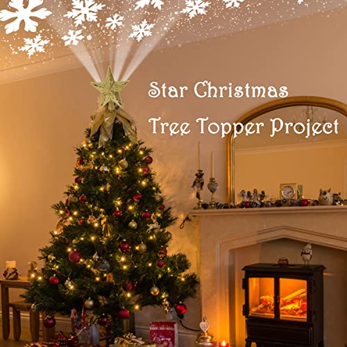 Yocuby Star Christmas Tree Topper Lighted With Built-In Rotating Magic Ball, Christmas Decoration, Led Treetop Projector For Crown Christmas Tree, Xmas/Holiday/Winter Home Wonderland Party Ornament #TOP3
