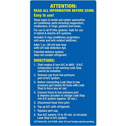 TSI Supercool 39241B Total Leak Stop and U/V Dye, 1 oz (HFC Free BOV Can with R134a Adapter, Retail Box)