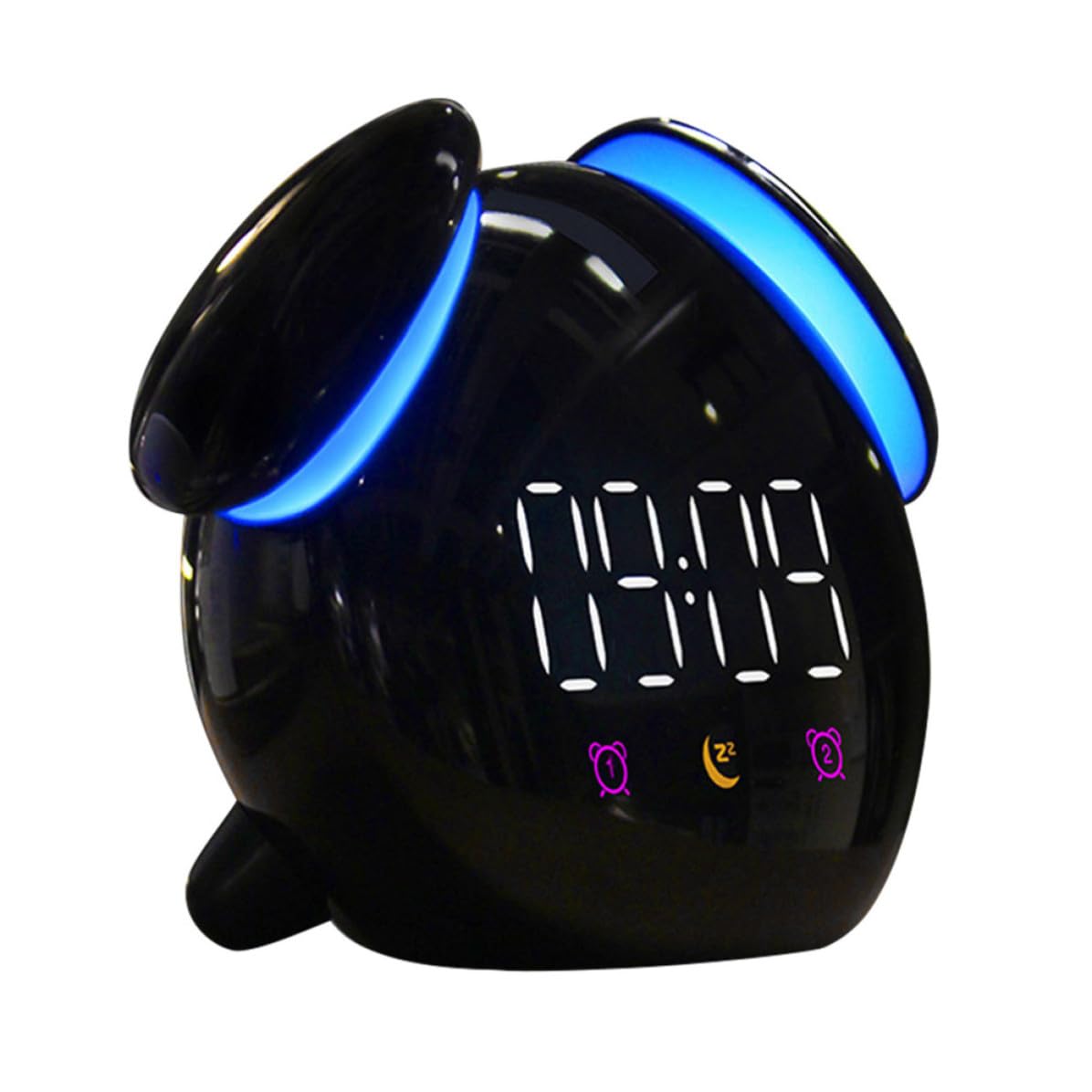 Reloj Despertador Luz de Inducción Creativo Negro Forma de Hongo y Pantalla de Brillo Día y Noche, Material Plástico Resistente para Dormitorio
