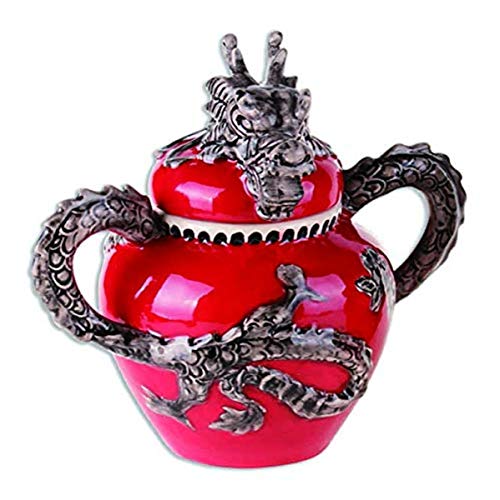 Blue Sky Ceramics Red Dragon Sugar Bowl, Multi (14751)