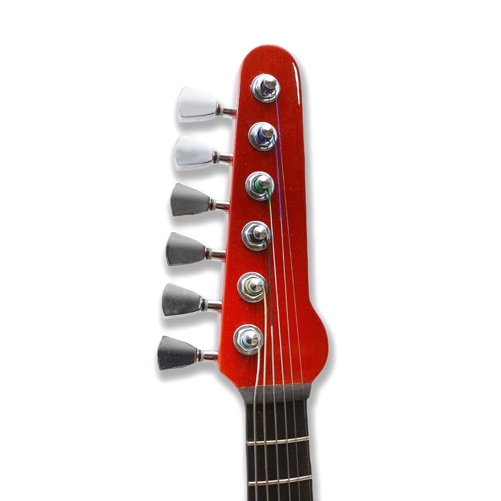 Violino Elettrico in Legno massello 4/4, Stile Chitarra, Rosso-Arancio, con Tasti per Principianti e Professionisti, Include Custodia e Accessori (01) (1)