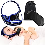 Anti snoring Chin Strap Strips Sleeping Solution Men Women Snore Stopper Sleep mask Double Reducer Straps for Breathing Best Remedy Breathe Right Nose Breathable Comfortable
