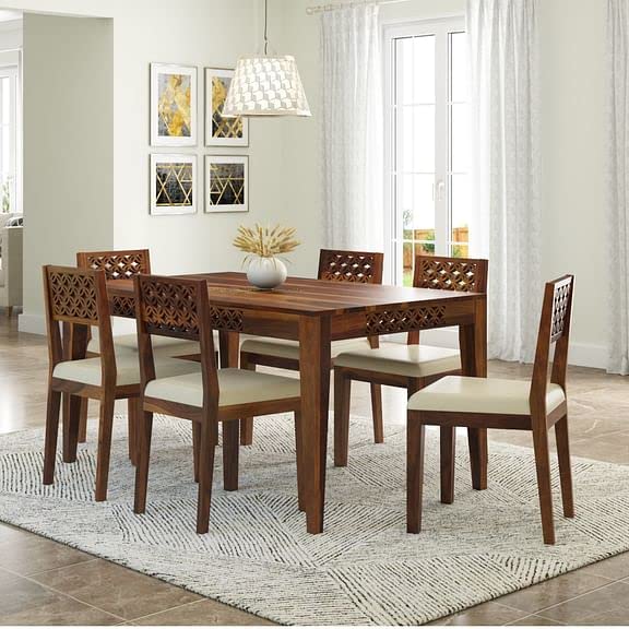 NV HOME DECOR Solid sheesham 6 Seater Wood Dining Room Sets Wooden