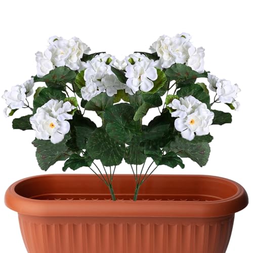 Genérico Géraniums artificiels | Lot de 2 fleurs artificielles d'intérieur résistantes à la décoloration, décoration d'intérieur nécessitant peu d'entretien pour chambre, studio et cuisine
