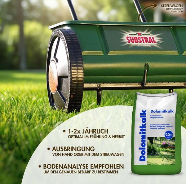 2x25 kg Dolomitkalk Rasenkalk - Zur Vorbeugung von Moosbildung im Rasen mit Calcium und viel Magnesium | Vorbeugung von Moosbildung, Mit Calcium, Mit Magnesium
