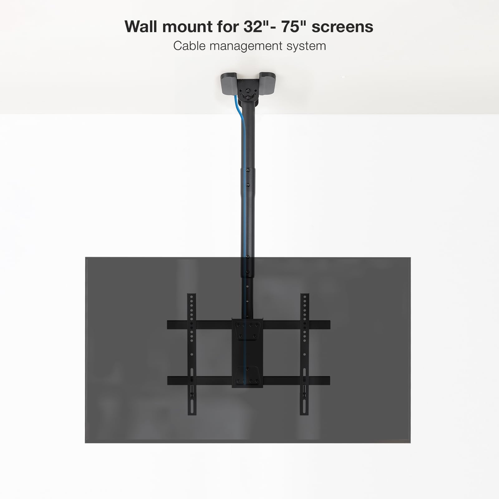 TOOQ LPCE1175TSLI-B obrotowy wysuwany uchwyt sufitowy do ekranów 32"-75", waga do 60 kg, VESA do 400 x 400, kolor czarny