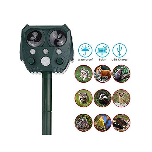 HTYX Solar Expelling Device Flashing Ultrasonic Animal and Pest Repeller Outdoor Waterproof Bird