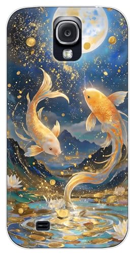 YonderYM Case Compatible with Samsung Galaxy S4,Clear with Pattern Slim Protective Soft Bumper Phone Cover Design Shockproof Slim TPU Fish