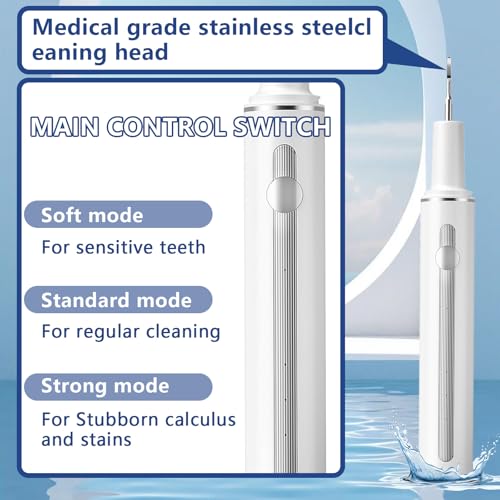 Pet Tooth Brushing Kit, Remover for Teeth Dog, Plaque Remover Safe for Dogs and Cats, 3 Modes, Pet Tooth Cleaner Dental Care Tartar Plaque Remover with LED Light (White)