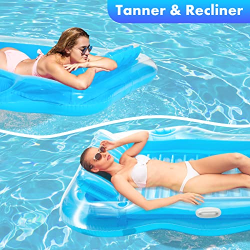 Ozuler Pool Floats With Fruit Bowl And Cup Holder, Large Inflatable Tanning Pool Floats Adults Size 78"X64" For 1-2 Adults With Pillow, Pool Lounger Float For Adult Kid Blow Up Pool Raft Suntan Tub #TOP5