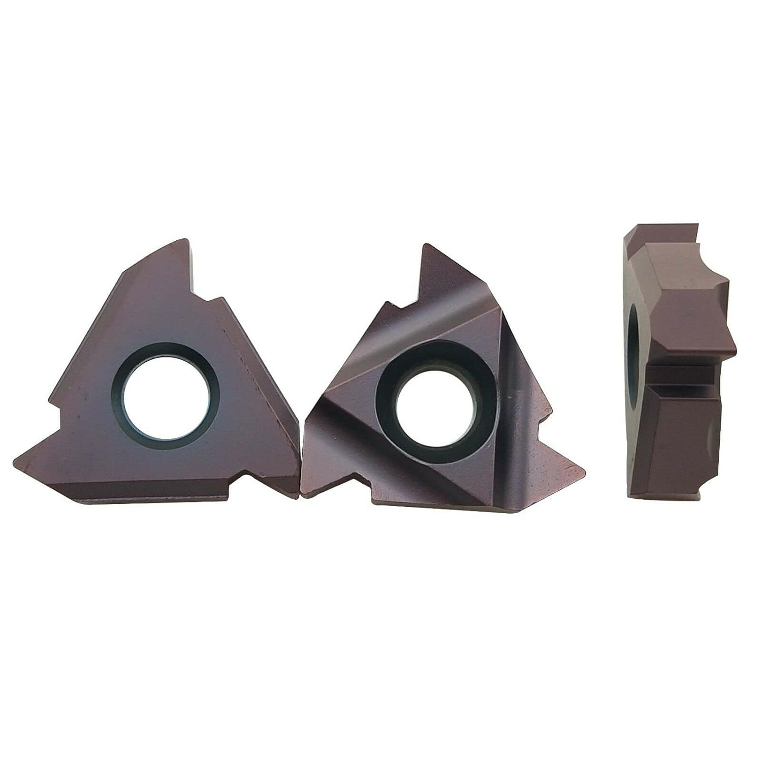 GBJ 10pcs 22IR N60 VP15 3.5-5.0mm Threading Inserts Carbide Inserts for Machining Iron and Steel Parts Suitable for SER/SEL Threading Holders (22IR N60 Bronze)