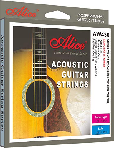 Alice AW430-L Acoustic Guitar Strings,6 Strings/Set,Light.012-.053,Anti-Rust Coating