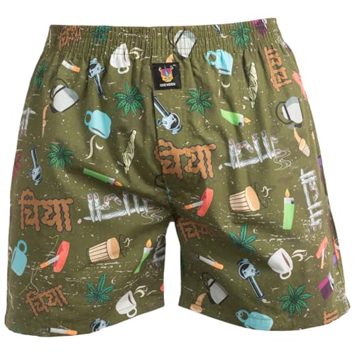 Leaf Theme Printed Boxer Shorts for Men | 100% Cotton | Soft Breathable Fabric | Lightweight Novelty Underwear