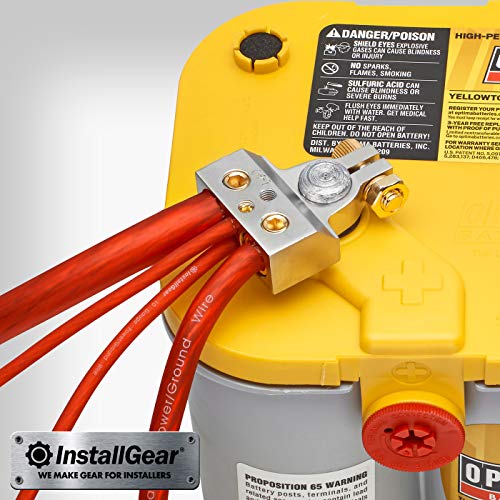 Installgear 0/4/8 Or 10 Gauge Battery Terminals With Shims - Positive And Negative | For Car Battery, Battery Pack, Battery Terminal Connectors, 0 Gauge, 4 Gauge, 8 Gauge, And 10 Gauge Wires #TOP2