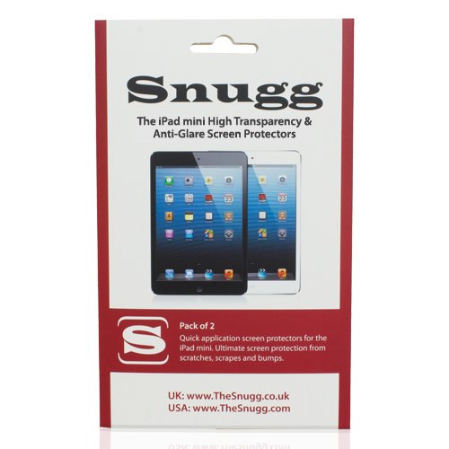 Snugg iPad Mini High Transparency Screen Protectors (pack of 2) – Includes Microfiber Cloth and Anti Bubble Leveller