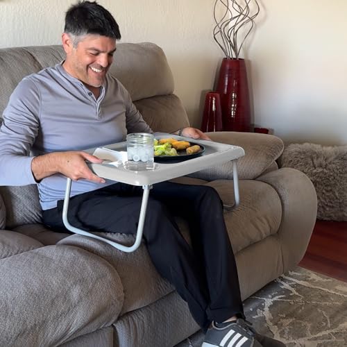 Image of Folding Bed and Lap Tray Table, Portable, Sturdy, Gray (Set of 2)