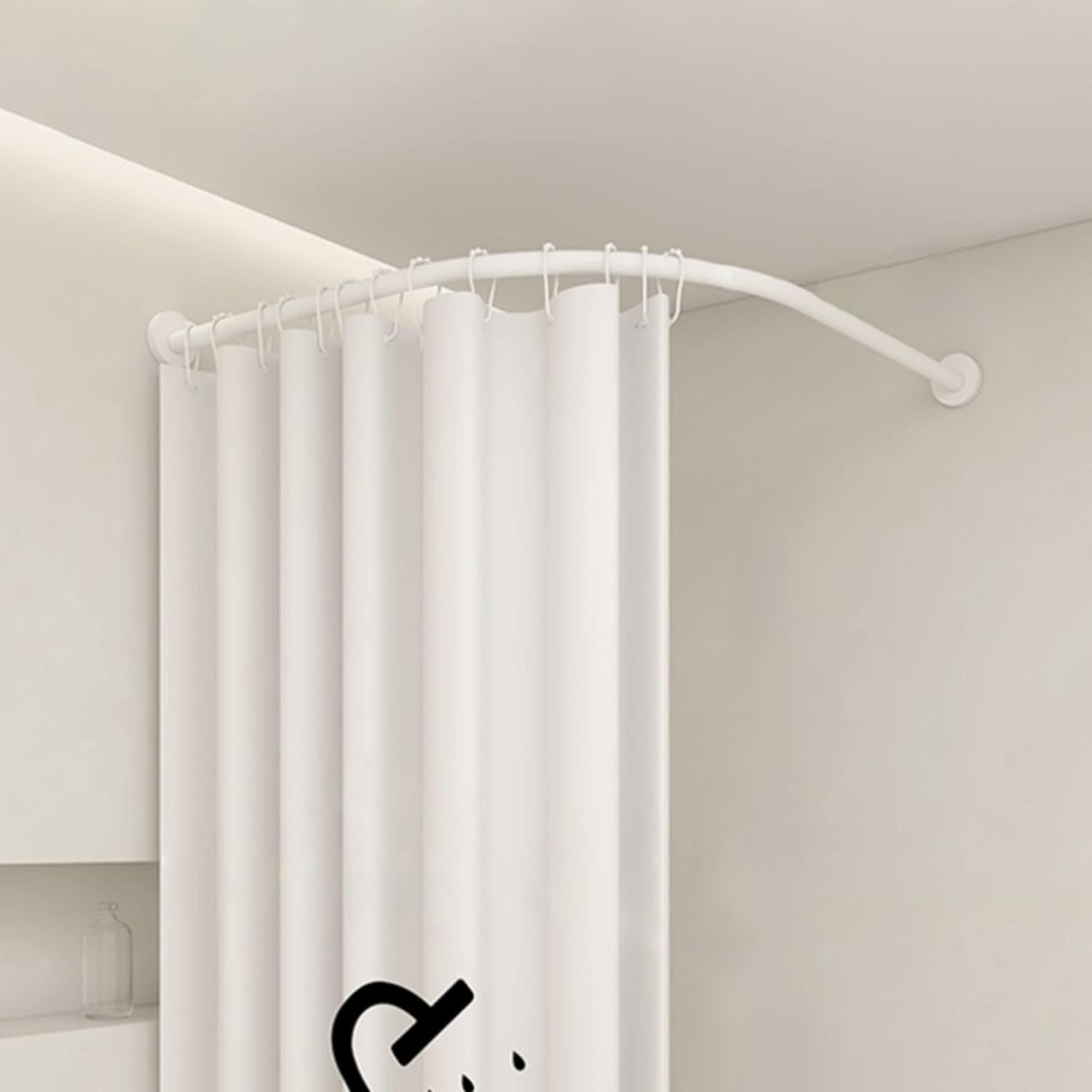 GIMLY L Shaped Shower Curtain Rail Extendable, White