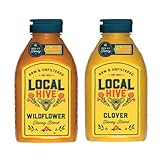 Local Hive Wildflower & Clover Raw Unfiltered Honey – 12oz (Pack of 2), 100% Pure US Honey, Sourced from American Bees and Beekeepers, Natural Sweetener, Ideal for Tea, Baking, and Cooking
