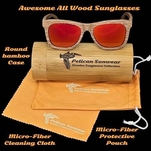 Image of Wood Sunglasses | Polarized | Vintage Wooden Frame | 100% UVA /UVB Protection | Bamboo Case | Men Women