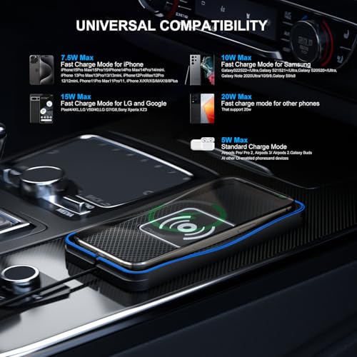 Image of 15W Non-Slip Car Wireless Charger Pad USB